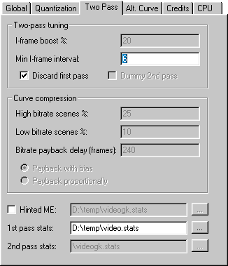XviD - Two Pass Options